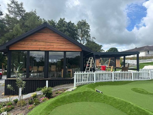 A glazed extension has been added to the site's Popty Pizza restaurant so that diners can follow the Golff Bach action