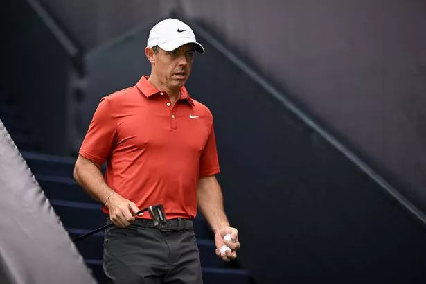 Rory McIlroy of Northern Ireland walks to the putting green during Day Three of The 153rd Open Championship at Royal Portrush Golf Club on July 19, 2025 in Portrush, Northern Ireland. 