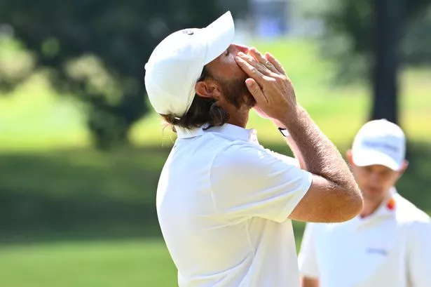 Tommy Fleetwood of England reacts to his putt at the 10th hole during the final round of FedEx St. Jude Championship  at TPC Southwind on August 10, 2025 in Memphis, Tennessee.