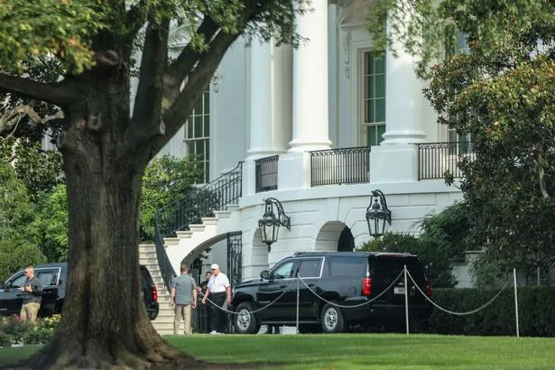 Trump was in his golf attire before heading to his Virginia club