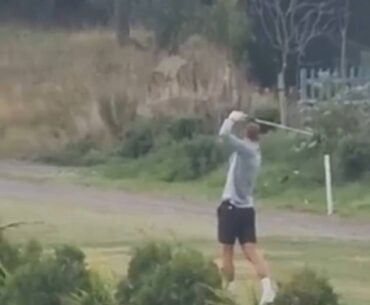 Newcastle star Dan Burn was left blushing after shanking his tee shot into the bushes in Blyth