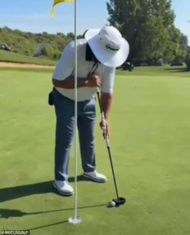 An amateur golfer has gone viral after agonizingly missing a short putt for his first ever eagle