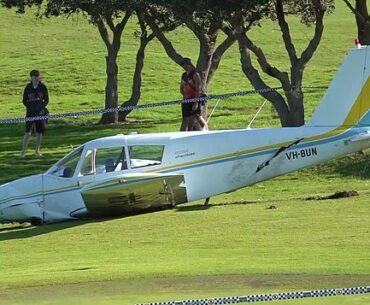A plane made an emergency landing on a Sydney golf course on Sunday (pictured)