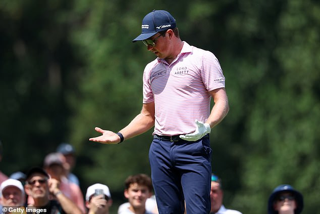 He appeared visibly frustrated throughout his time on the first hole on Sunday