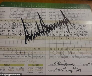 Roger Clemens posted a scorecard from his outing with Donald Trump - showing that the president finished last in their group