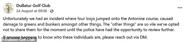 In a statement on Facebook, the club revealed they've contacted the police over the damage and have now identified the thugs