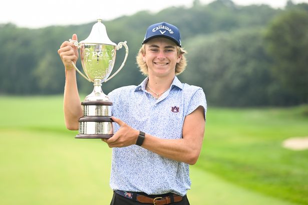 Boys Division 2025 Junior PGA Champion Lunden Esterline poses with his trophy after the 2025 Junior PGA Championship at Birck Boilermaker Golf Complex on Friday, August 1, 2025 in West Lafayette, Indiana. 