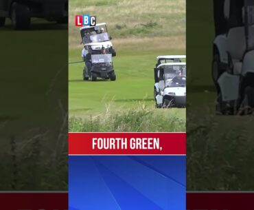 Trump hooks his golf buggy up to loudspeakers