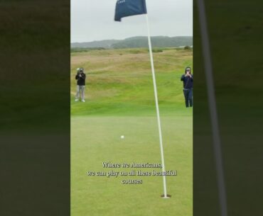 Why do the Scottish prefer to play golf in America?