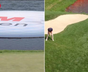 ‘In-the-water birdie’: Pro banks shot off floating sign for miracle 4 at 3M Open