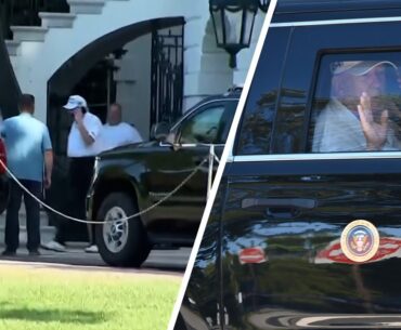 President Trump heads for a round of golf at his National Club