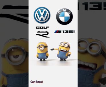 VW golf R  vs BMW M135 i minions style #tiktok #funny #status #bmw #car