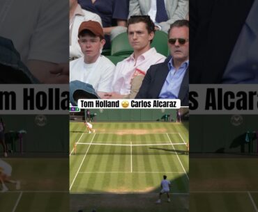 Stars align on Centre Court 💫 #shorts #tennis #tomholland #alcaraz #Spiderman