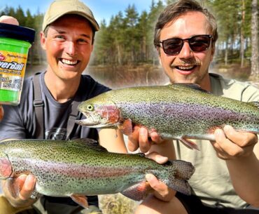 CRAZY RAINBOW TROUT FISHING with Powerbait in Hökensås!