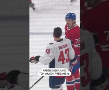 Arber Xhekaj And Tom Wilson Yapping During Warmups 👀