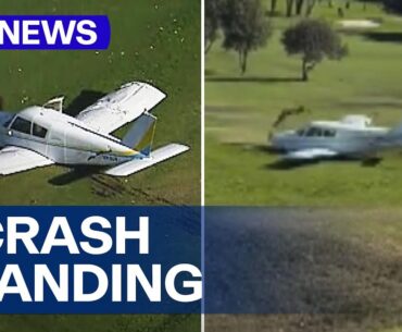 Plane makes emergency landing on Sydney golf course | 9 News Australia