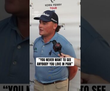 Luke Gutschewski speaks on his dad, Scott, after he withdrew from the Pinnacle Bank Championship.
