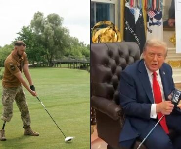 Zelenski le regaló a Trump un palo de golf de un veterano de la guerra de Ucrania | AFP