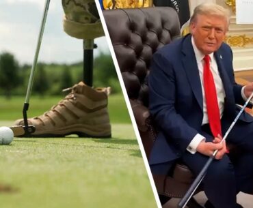 Zelensky gives Trump golf putter from Ukrainian soldier who lost leg in combat
