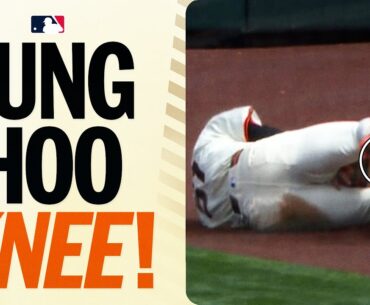 Jung Hoo Lee holds on WITH HIS KNEES to make a SPECTACULAR catch | 이정후 하이라이트