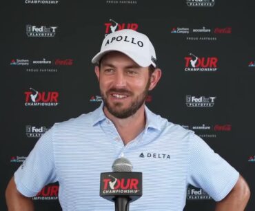 Patrick Cantlay finishes strong with clutch 7-wood on 18 at Tour Championship