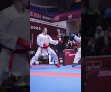 asome reverse punch 🤯🔥 || wkf karate kumite || #karate #wkf #kumite #ytshorts #skarate #martialart