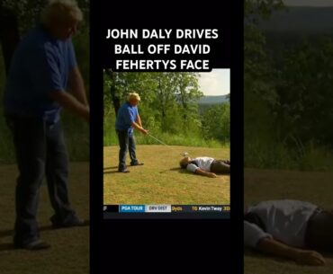 John Daly drives golf ball from David Feherty’s mouth