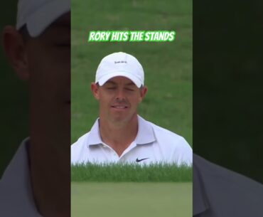 Rory McIlroy hits the stands from the bunker at the Tour Championship 2025