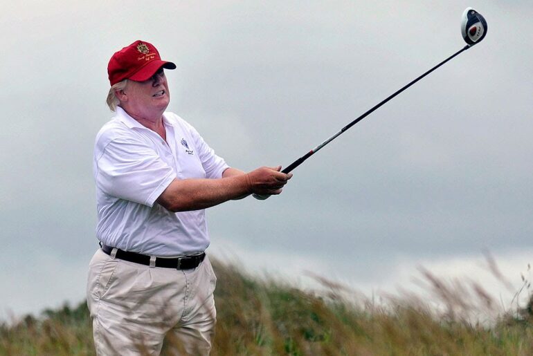 How many times did President Donald Trump played golf while in office?