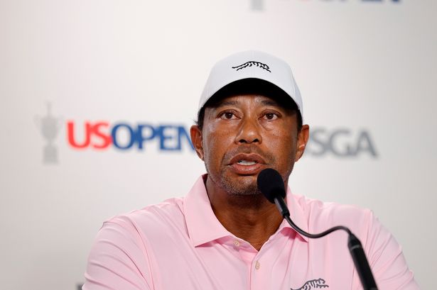 Tiger Woods speaks at a press conference