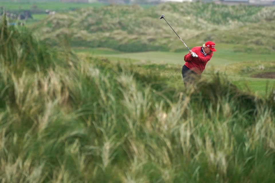 Donald Trump playing at his links in Doonbeg, Co Clare, in 2023. Photo: Brian Lawless/PA Images via Getty