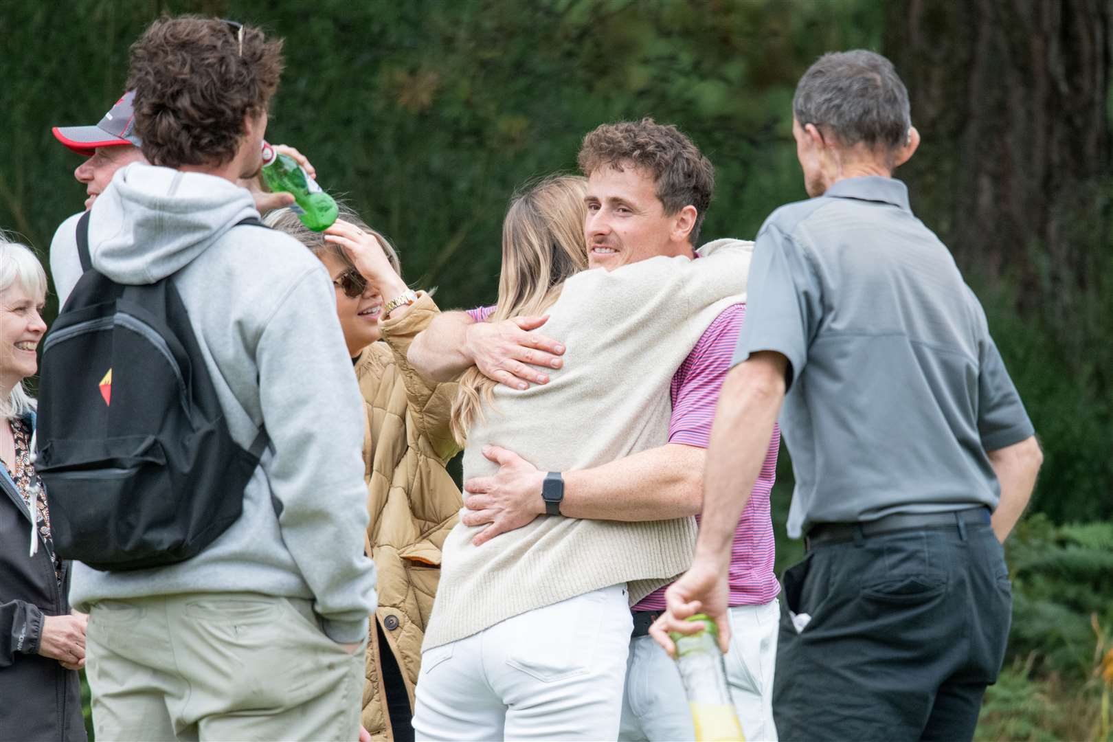 Grant Cup winner Ross Proctor is congratulated on his victory. Forres Golf Club's Five Day Open 2025. Picture: Daniel Forsyth.