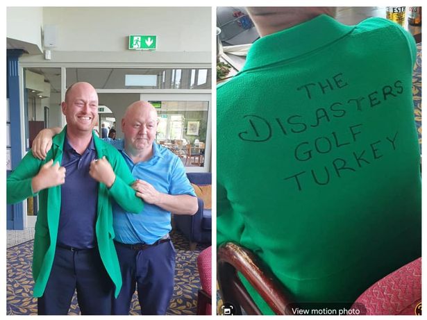 Colm McIlroy, Rory McIlroy's uncle, presents the green jacket at Holywood Social Club