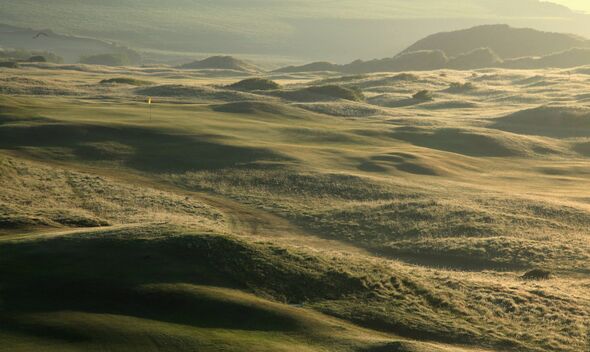 ROCK, CORNWALL - MAY 24: The green on the par 4, 1st hole at the St Enodoc Golf Club, on May 24, in Rock, England.  (Photo by Da