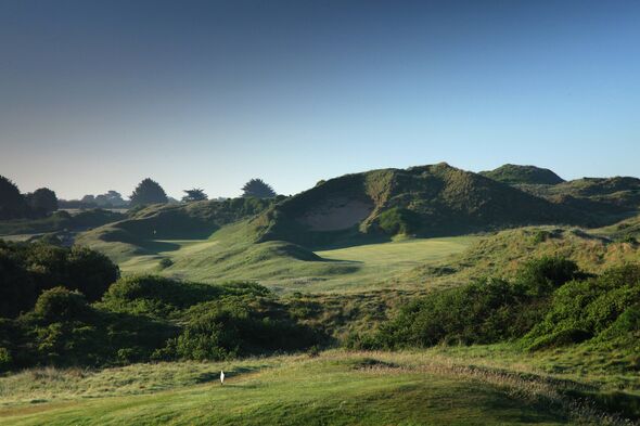 ROCK, CORNWALL - MAY 23:  The par 4, 6th hole with the 'Himalaya' bunker at the St Enodoc Golf Club, on May 22, in Rock, England