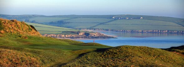 ROCK, CORNWALL - MAY 24: The green on the par 3, 17th hole at the St Enodoc Golf Club, on May 24, in Rock, England.  (Photo by D