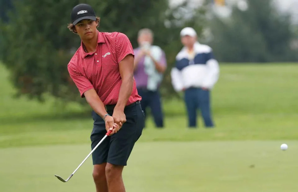 Charlie Woods hits the ball Thursday, July 31, 2025, during the Junior PGA Championship at the Purdue Birck Boilermaker Golf Complex in West Lafayette, Indiana.Alex Martin&sol;Journal and Courier&period;