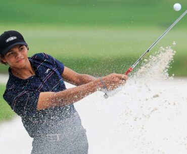 How did Charlie Woods fare in the second round of the Junior Players?