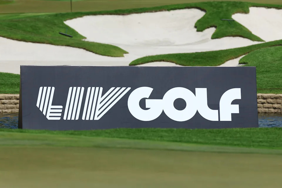 LIV Golf signage during day three of the LIV Golf Invitational - Singapore at Sentosa Golf Club on May 05, 2024 in Singapore, Singapore.
