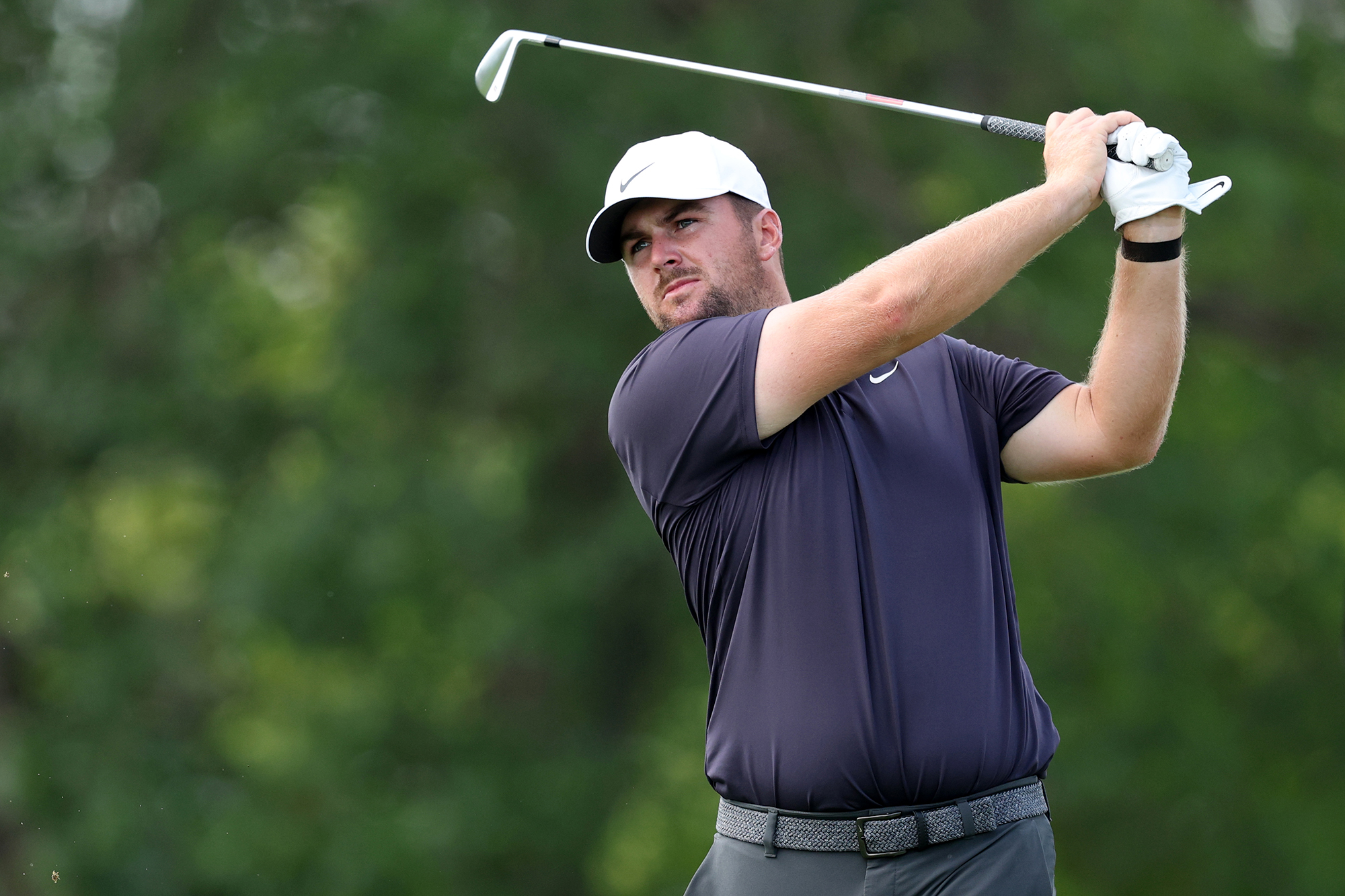 Chris Gotterup, Bazza's best bet in the sleeper market, in the finish position with an iron after hitting a shot on the golf course