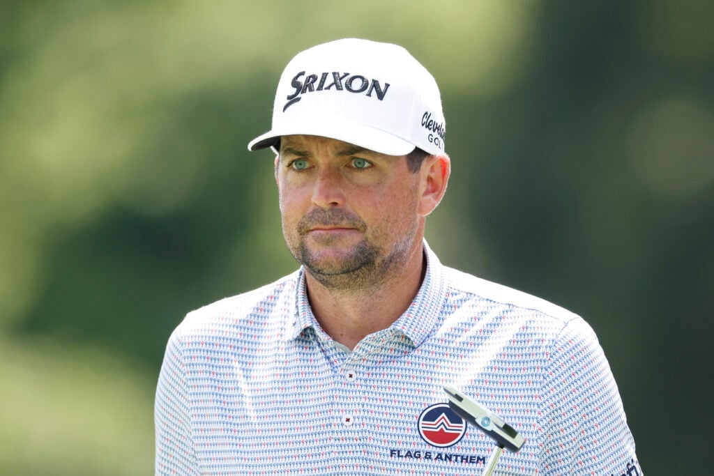 Keegan Bradley during a practice round at the Wyndham Championship