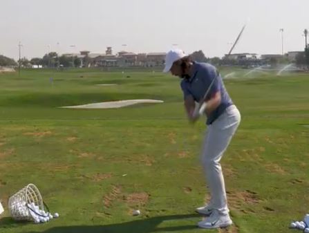 The Ryder Cup hero showed off his left-handed ability as he vows to break 100