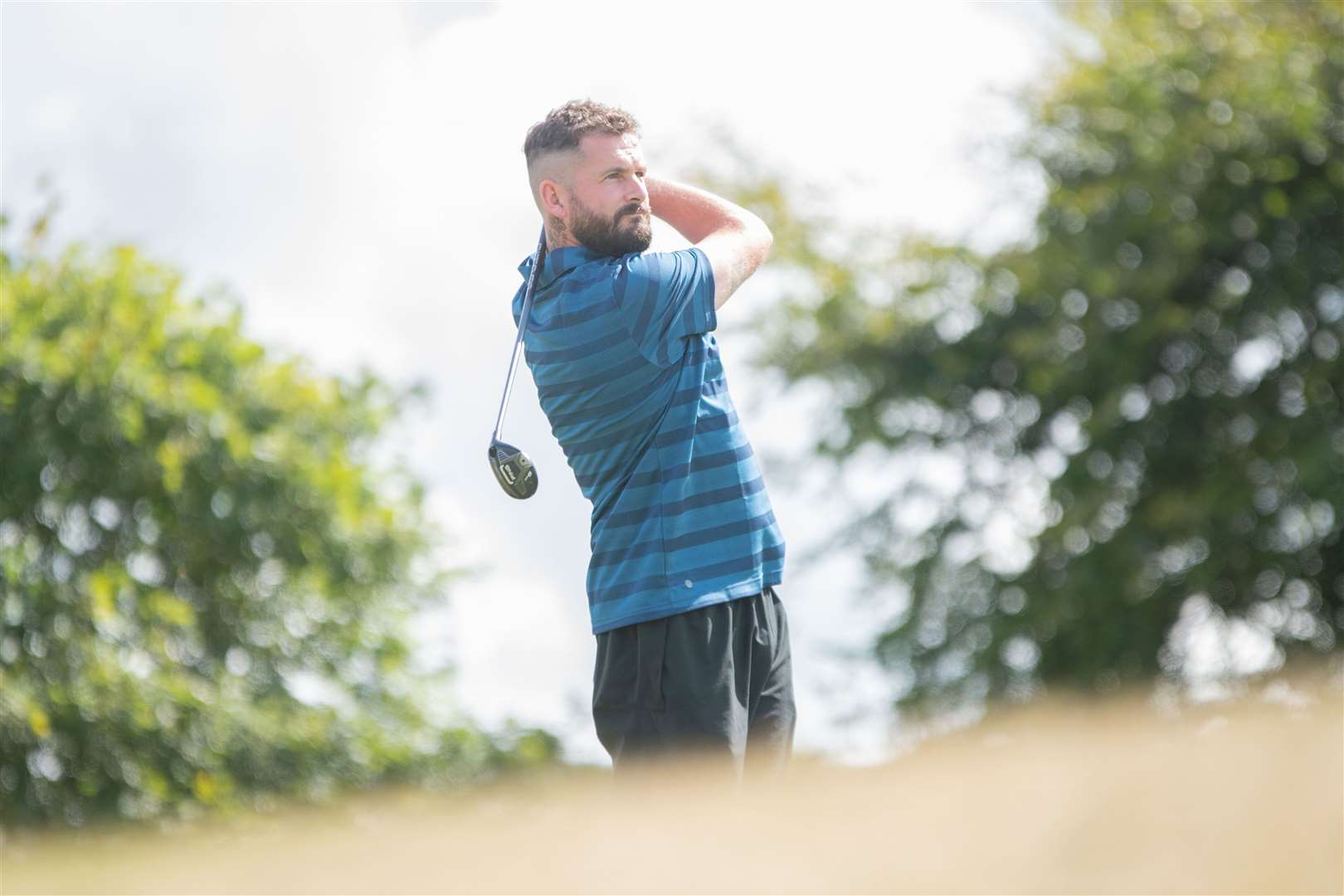 Stuart Robertson drives off the third tee. Forres Golf Club's Five Day Open 2025. Picture: Daniel Forsyth.