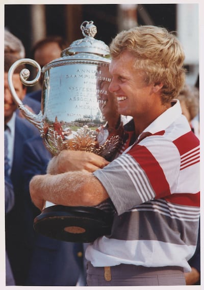 Wayne Grady with the PGA Championship trophy after winning the 1990 edition at Shoal Creek Country Club. Photograph: Bettmann/Corbis/Getty Images