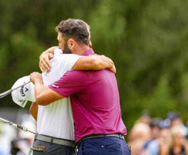 The crowd gathers around to watch Captain Bryson DeChambeau of Crushers GC hit his shot from the 10th tee during the semifinals of LIV Golf Team Championship Michigan at The Cardinal at Saint John’s on Saturday, August 23, 2025 in Plymouth, MIchigan. (Photo by Charles Laberge/LIV Golf)