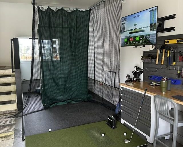 Convertible golf and gym setup for the garage