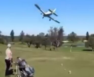 Horror moment plane CRASHES on golf course injuring two as golfers rush to help pilot instructor & student on board