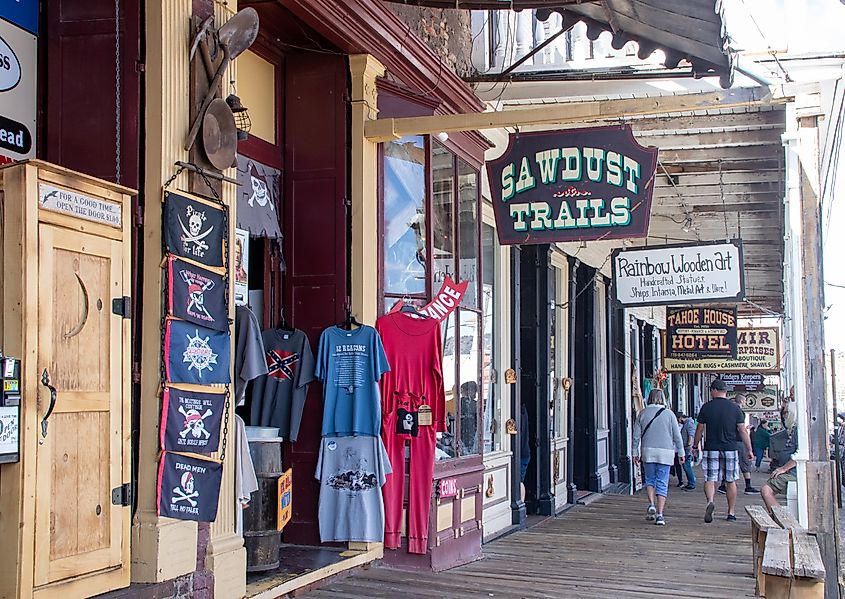 Local businesses, including souvenir stores in Virginia City, Nevada. Image credit: Arne Beruldsen / Shutterstock.com.