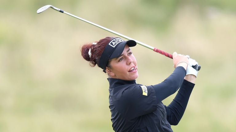 England's Georgia Hall on the 2nd fairway on day three of the 2025 AIG Women's Open at Royal Porthcawl