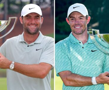 Scottie Scheffler and Rory McIlroy (David J. Griffin/Icon Sportswire via AP Images, AP Photo/Steve Helber)